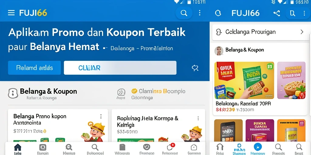 Tampilan antarmuka aplikasi FUJI66 dengan berbagai opsi kupon.