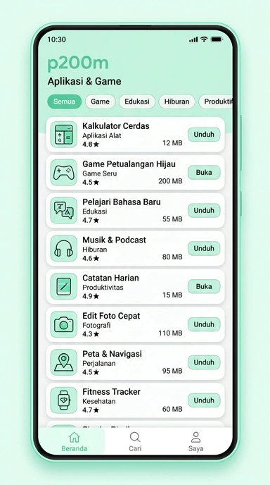 Tampilan katalog aplikasi p200m